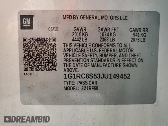 ✅ 2018 Chevrolet Volt LT • VIN: 1G1RC6S53JU149452 • Lot: 36176783. Wystawiony na Copart z przebiegiem 90 778 mil. Bezpłatny archiwum sprzedaży aukcyjnych z USA i szczegółowy raport historii pojazdu na DreamBid. Zdjęcie 12.