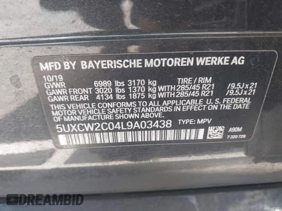 ✅ 2020 BMW X7 xDrive40i • VIN: 5UXCW2C04L9A03438 • Лот: 43187346. Опубликован ранее на IAAI с пробегом 102 740 миль. Бесплатный доступ к архиву аукционных продаж из США и подробный отчёт об истории автомобиля на DreamBid. Изображение 9.