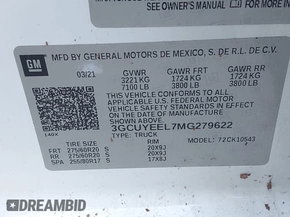 ✅ 2021 Chevrolet Silverado 1500 RST • VIN: 3GCUYEEL7MG279622 • Lot: 43081221. Listed on IAAI with 138,000 mi. Free auction sales archive from the USA and detailed vehicle history report at DreamBid. Image 9.