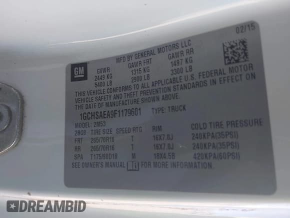 ✅ 2015 Chevrolet Colorado 2WD WT • VIN: 1GCHSAEA9F1179601 • Лот: 43542272. Опубликован ранее на IAAI с пробегом Не указан. Бесплатный доступ к архиву аукционных продаж из США и подробный отчёт об истории автомобиля на DreamBid. Изображение 9.