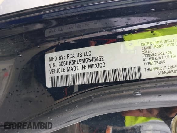 ✅ 2021 Ram 2500 Laramie • VIN: 3C6UR5FL9MG545452 • Lot: 43542001. Listed on IAAI with 121,580 mi. Free auction sales archive from the USA and detailed vehicle history report at DreamBid. Image 9.