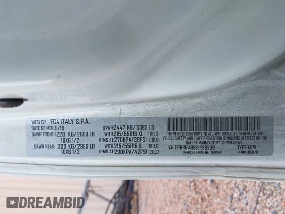 ✅ 2020 Ram ProMaster City Cargo Tradesman • VIN: ZFBHRFAB9L6P36239 • Лот: 42353998. Опубликован ранее на IAAI с пробегом 165 086 миль. Бесплатный доступ к архиву аукционных продаж из США и подробный отчёт об истории автомобиля на DreamBid. Изображение 9.