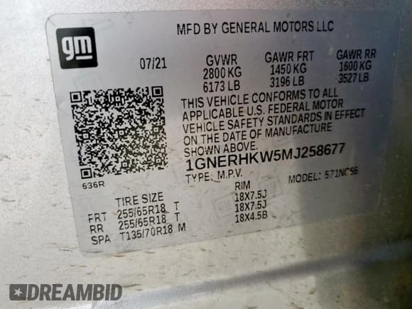 ✅ 2021 Chevrolet Traverse LT • VIN: 1GNERHKW5MJ258677 • Lot: 64280595. Wystawiony na Copart z przebiegiem 37 506 mil. Bezpłatny archiwum sprzedaży aukcyjnych z USA i szczegółowy raport historii pojazdu na DreamBid. Zdjęcie 14.