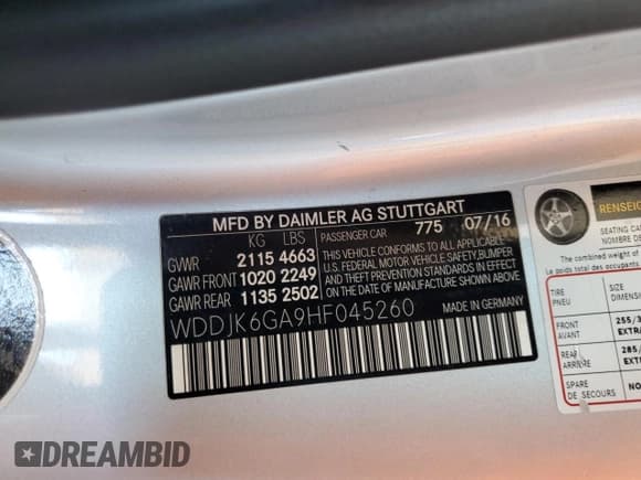 ✅ 2017 Mercedes-Benz SL 450 • VIN: WDDJK6GA9HF045260 • Lot: 63414185. Listed on Copart with 38,672 mi. Free auction sales archive from the USA and detailed vehicle history report at DreamBid. Image 12.