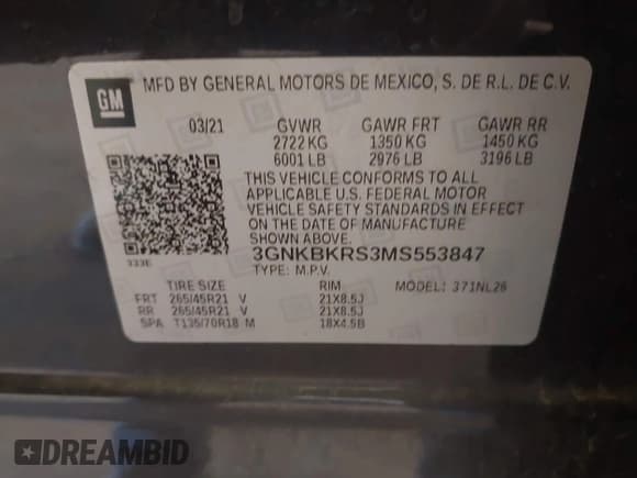 ✅ 2021 Chevrolet Blazer RS • VIN: 3GNKBKRS3MS553847 • Lot: 42231473. Wystawiony na IAAI z przebiegiem 51 822 mil. Bezpłatny archiwum sprzedaży aukcyjnych z USA i szczegółowy raport historii pojazdu na DreamBid. Zdjęcie 9.