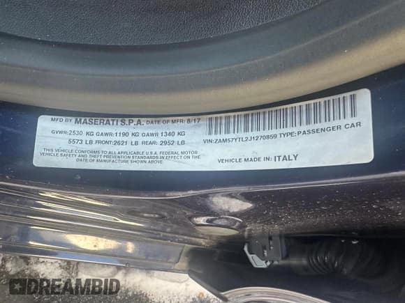 ✅ 2018 Maserati Ghibli S Q4 GranLusso • VIN: ZAM57YTL2J1270859 • Lot: 43597825. Wystawiony na Copart z przebiegiem 34 164 mil. Bezpłatny archiwum sprzedaży aukcyjnych z USA i szczegółowy raport historii pojazdu na DreamBid. Zdjęcie 10.