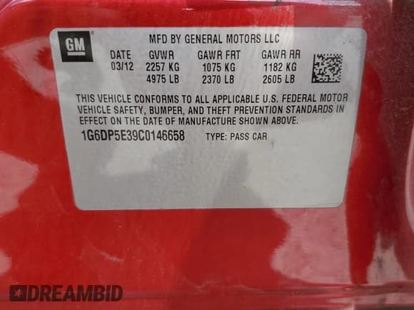 ✅ 2012 Cadillac CTS Premium • VIN: 1G6DP5E39C0146658 • Лот: 81219175. Опубликован ранее на Copart с пробегом 155 118 миль. Бесплатный доступ к архиву аукционных продаж из США и подробный отчёт об истории автомобиля на DreamBid. Изображение 12.