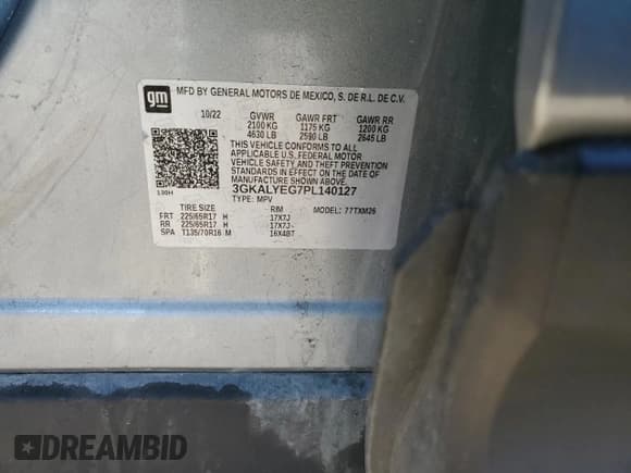 ✅ 2023 GMC Terrain AT4 • VIN: 3GKALYEG7PL140127 • Lot: 46933855. Listed on Copart with 45,690 mi. Free auction sales archive from the USA and detailed vehicle history report at DreamBid. Image 12.