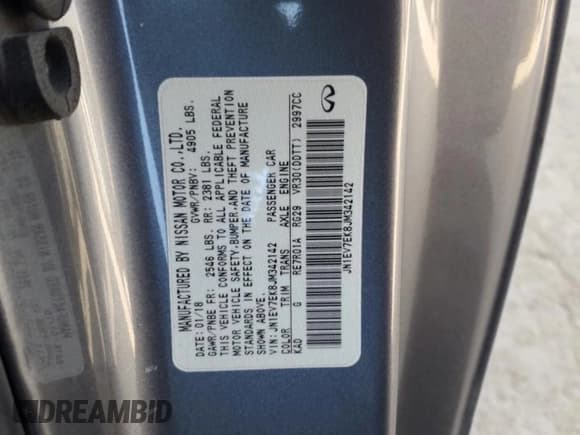 ✅ 2018 Infiniti Q60 Luxe • VIN: JN1EV7EK8JM342142 • Лот: 44695825. Опубликован ранее на Copart с пробегом 100 389 миль. Бесплатный доступ к архиву аукционных продаж из США и подробный отчёт об истории автомобиля на DreamBid. Изображение 12.