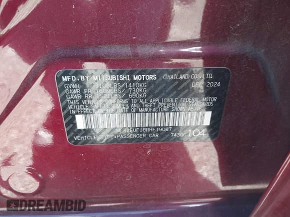 ✅ 2024 Mitsubishi Mirage ES • VIN: ML32FUFJ8RHF19087 • Лот: 43659719. Опубликован ранее на IAAI с пробегом 21 083 миль. Бесплатный доступ к архиву аукционных продаж из США и подробный отчёт об истории автомобиля на DreamBid. Изображение 9.