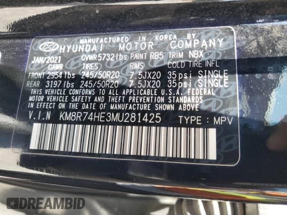 ✅ 2021 Hyundai Palisade Calligraphy • VIN: KM8R74HE3MU281425 • Лот: 61159724. Размещён на Copart с пробегом 69 535 миль миль. Получите бесплатный доступ к архиву аукционных продаж из США и посмотрите подробный отчёт об истории автомобиля на DreamBid. Изображение 14.