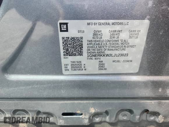 2020 Chevrolet Traverse Premier с VIN 1GNERKKW2LJ123023, выставлен на аукционе Copart как лот 81570405 с пробегом 34 310 миль миль и Списание • Salvage title. История ставок и продаж доступна на DreamBid. Изображение 14.