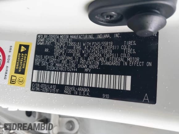 ✅ 2012 Toyota Highlander Limited • VIN: 5TDDK3EH8CS152444 • Lot: 42751762. Wystawiony na IAAI z przebiegiem 143 891 mil. Bezpłatny archiwum sprzedaży aukcyjnych z USA i szczegółowy raport historii pojazdu na DreamBid. Zdjęcie 9.