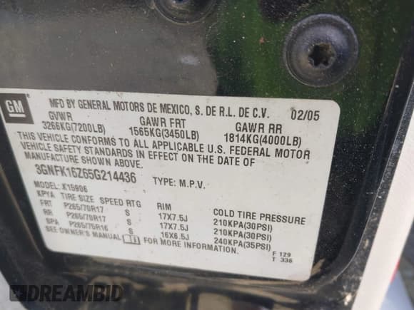 ✅ 2005 Chevrolet Suburban Z71 • VIN: 3GNFK16Z65G214436 • Лот: 42104821. Опубликован ранее на IAAI с пробегом 230 386 миль. Бесплатный доступ к архиву аукционных продаж из США и подробный отчёт об истории автомобиля на DreamBid. Изображение 9.