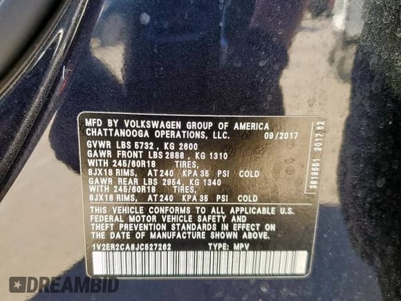 ✅ 2018 Volkswagen Atlas SEL • VIN: 1V2ER2CA8JC527262 • Lot: 85687805. Listed on Copart with 135,181 mi. Free auction sales archive from the USA and detailed vehicle history report at DreamBid. Image 13.