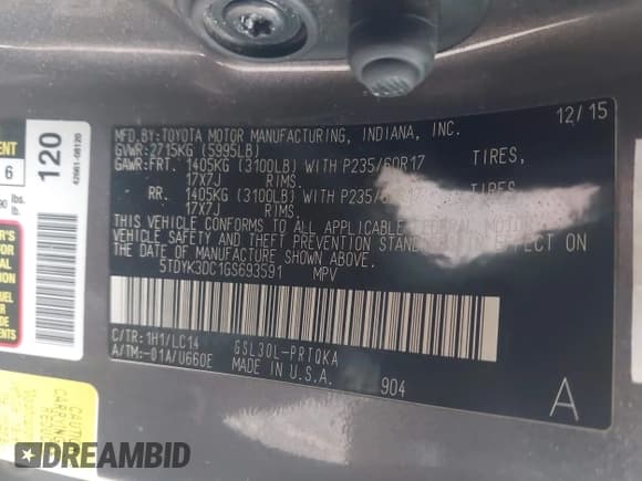 ✅ 2016 Toyota Sienna XLE • VIN: 5TDYK3DC1GS693591 • Lot: 43594366. Wystawiony na IAAI z przebiegiem 170 818 mil. Bezpłatny archiwum sprzedaży aukcyjnych z USA i szczegółowy raport historii pojazdu na DreamBid. Zdjęcie 9.