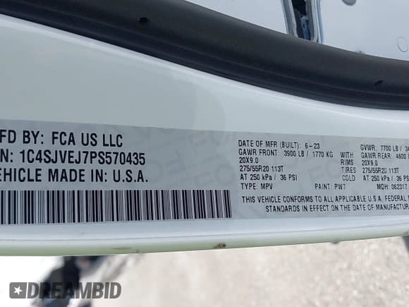 ✅ 2023 Jeep Grand Wagoneer • VIN: 1C4SJVEJ7PS570435 • Лот: 42289466. Опубликован ранее на IAAI с пробегом Не указан. Бесплатный доступ к архиву аукционных продаж из США и подробный отчёт об истории автомобиля на DreamBid. Изображение 9.