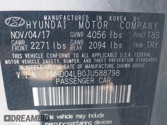 ✅ 2018 Hyundai Elantra Sport • VIN: KMHD04LB0JU588798 • Lot: 43463613. Listed on IAAI with 75,034 mi. Free auction sales archive from the USA and detailed vehicle history report at DreamBid. Image 9.