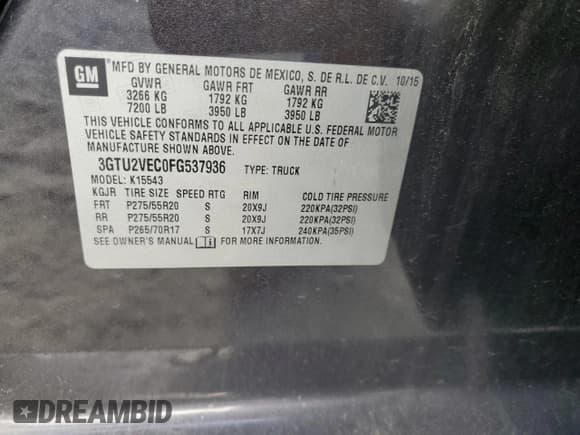 ✅ 2015 GMC Sierra 1500 SLT • VIN: 3GTU2VEC0FG537936 • Lot: 86983415. Listed on Copart with 113,523 mi. Free auction sales archive from the USA and detailed vehicle history report at DreamBid. Image 12.