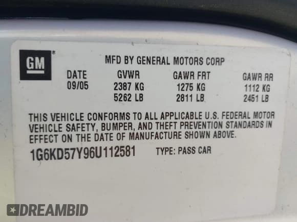 ✅ 2006 Cadillac DTS 1SC • VIN: 1G6KD57Y96U112581 • Лот: 41960024. Опубликован ранее на IAAI с пробегом 105 033 миль. Бесплатный доступ к архиву аукционных продаж из США и подробный отчёт об истории автомобиля на DreamBid. Изображение 9.