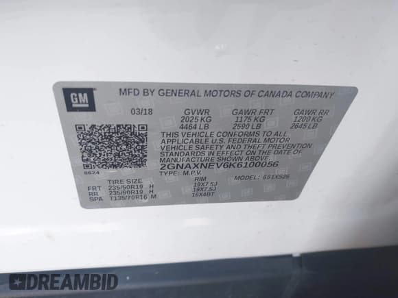 ✅ 2019 Chevrolet Equinox Premier • VIN: 2GNAXNEV6K6100056 • Лот: 43483243. Опубликован ранее на IAAI с пробегом 107 558 миль. Бесплатный доступ к архиву аукционных продаж из США и подробный отчёт об истории автомобиля на DreamBid. Изображение 9.