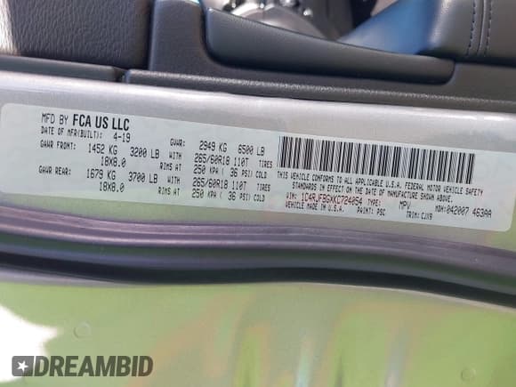 ✅ 2019 Jeep Grand Cherokee Limited • VIN: 1C4RJFBGXKC724054 • Lot: 43366485. Listed on IAAI with 101,887 mi. Free auction sales archive from the USA and detailed vehicle history report at DreamBid. Image 9.