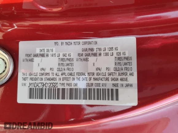 ✅ 2017 Mazda MX-5 Miata Club • VIN: JM1NDAC79H0120920 • Lot: 52457815. Wystawiony na Copart z przebiegiem 48 114 mil. Bezpłatny archiwum sprzedaży aukcyjnych z USA i szczegółowy raport historii pojazdu na DreamBid. Zdjęcie 12.