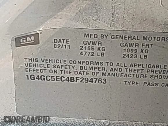 ✅ 2011 Buick LaCrosse CXL • VIN: 1G4GC5EC4BF294763 • Lot: 43277743. Wystawiony na IAAI z przebiegiem 97 247 mil. Bezpłatny archiwum sprzedaży aukcyjnych z USA i szczegółowy raport historii pojazdu na DreamBid. Zdjęcie 9.