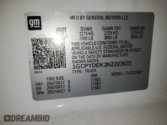 ✅ 2022 Chevrolet Silverado 1500 LT • VIN: 1GCPYDEK3NZ223631 • Lot: 81204995. Listed on Copart with 68,222 mi. Free auction sales archive from the USA and detailed vehicle history report at DreamBid. Image 13.