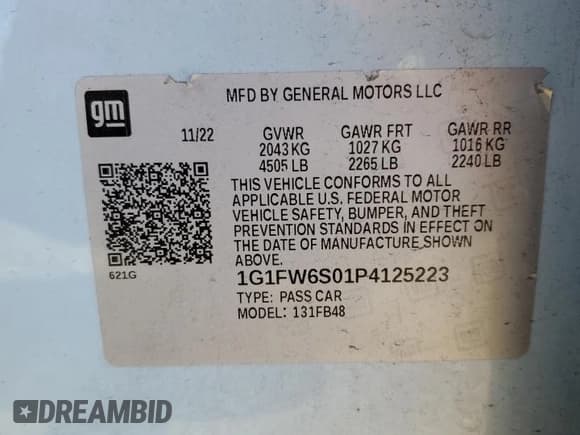 ✅ 2023 Chevrolet Bolt EV 1LT • VIN: 1G1FW6S01P4125223 • Лот: 49515715. Опубликован ранее на Copart с пробегом Не указан. Бесплатный доступ к архиву аукционных продаж из США и подробный отчёт об истории автомобиля на DreamBid. Изображение 12.