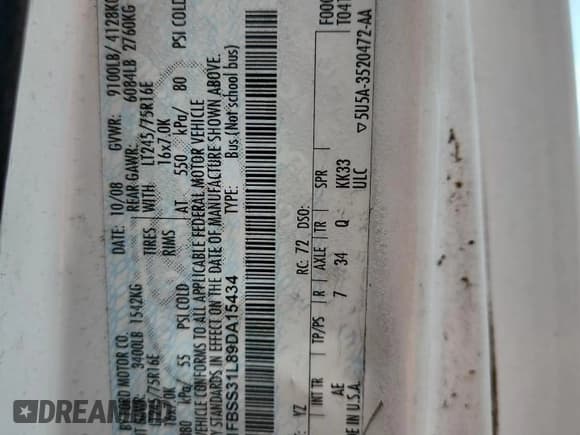 ✅ 2009 Ford Econoline Passenger XL • VIN: 1FBSS31L89DA15434 • Lot: 68679285. Listed on Copart with 279,341 mi. Free auction sales archive from the USA and detailed vehicle history report at DreamBid. Image 13.