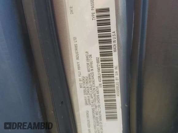 ✅ 2009 Subaru Legacy Special • VIN: 4S3BL616497218002 • Lot: 92004065. Listed on Copart with Not provided. Free auction sales archive from the USA and detailed vehicle history report at DreamBid. Image 12.