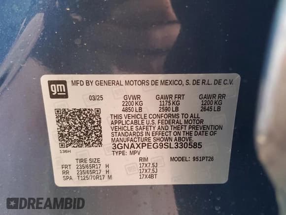 ✅ 2025 Chevrolet Equinox AWD LT • VIN: 3GNAXPEG9SL330585 • Lot: 64177775. Wystawiony na Copart z przebiegiem 2 466 mil. Bezpłatny archiwum sprzedaży aukcyjnych z USA i szczegółowy raport historii pojazdu na DreamBid. Zdjęcie 13.