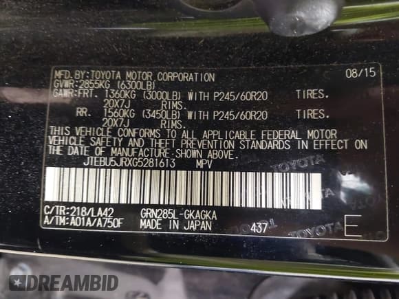 ✅ 2016 Toyota 4Runner Limited • VIN: JTEBU5JRXG5281613 • Lot: 42688947. Listed on IAAI with 149,399 mi. Free auction sales archive from the USA and detailed vehicle history report at DreamBid. Image 9.