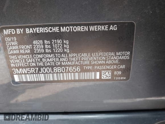 ✅ 2020 BMW 3 Series 330i xDrive • VIN: 3MW5R7J00L8B07656 • Лот: 42926661. Опубликован ранее на IAAI с пробегом 67 658 миль. Бесплатный доступ к архиву аукционных продаж из США и подробный отчёт об истории автомобиля на DreamBid. Изображение 9.