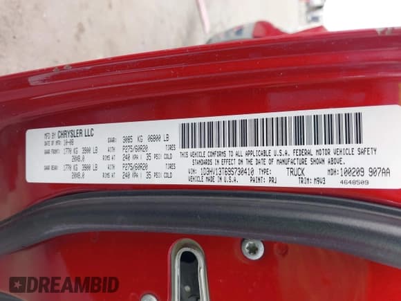 ✅ 2009 Dodge 1500 Laramie • VIN: 1D3HV13T69S730410 • Лот: 41824827. Опубликован ранее на IAAI с пробегом 241 517 миль. Бесплатный доступ к архиву аукционных продаж из США и подробный отчёт об истории автомобиля на DreamBid. Изображение 9.