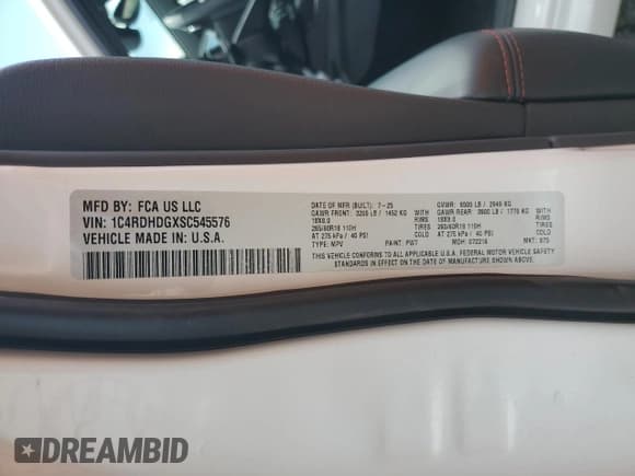 ✅ 2025 Dodge Durango GT • VIN: 1C4RDHDGXSC545576 • Lot: 81631215. Listed on Copart with 2,491 mi. Free auction sales archive from the USA and detailed vehicle history report at DreamBid. Image 13.