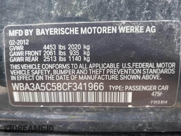 ✅ 2012 BMW 3 Series 328i • VIN: WBA3A5C58CF341966 • Лот: 42473327. Опубликован ранее на IAAI с пробегом 145 799 миль. Бесплатный доступ к архиву аукционных продаж из США и подробный отчёт об истории автомобиля на DreamBid. Изображение 9.