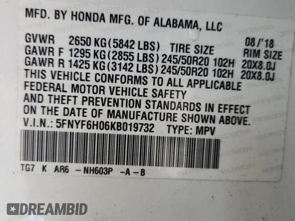 ✅ 2019 Honda Pilot Elite • VIN: 5FNYF6H06KB019732 • Lot: 85724685. Listed on Copart with 163,524 mi. Free auction sales archive from the USA and detailed vehicle history report at DreamBid. Image 14.