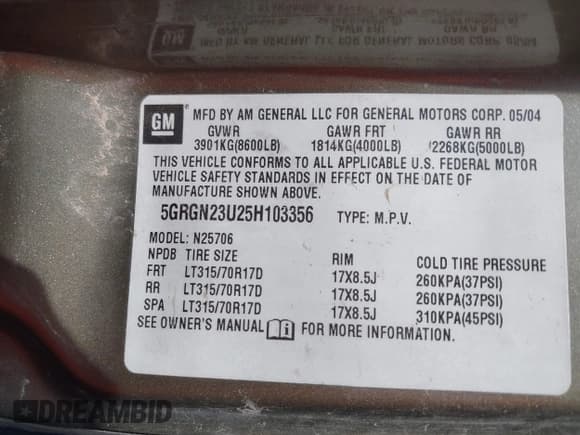 ✅ 2005 Hummer H2 SUV • VIN: 5GRGN23U25H103356 • Lot: 42221866. Wystawiony na IAAI z przebiegiem 194 150 mil. Bezpłatny archiwum sprzedaży aukcyjnych z USA i szczegółowy raport historii pojazdu na DreamBid. Zdjęcie 9.