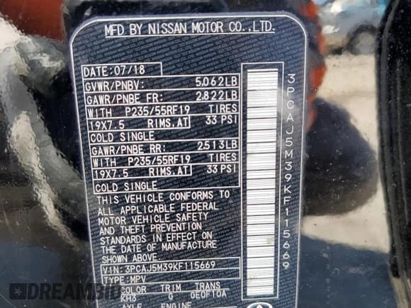 ✅ 2019 Infiniti QX50 Essential • VIN: 3PCAJ5M39KF115669 • Лот: 52551625. Опубликован ранее на Copart с пробегом 65 261 миль. Бесплатный доступ к архиву аукционных продаж из США и подробный отчёт об истории автомобиля на DreamBid. Изображение 14.