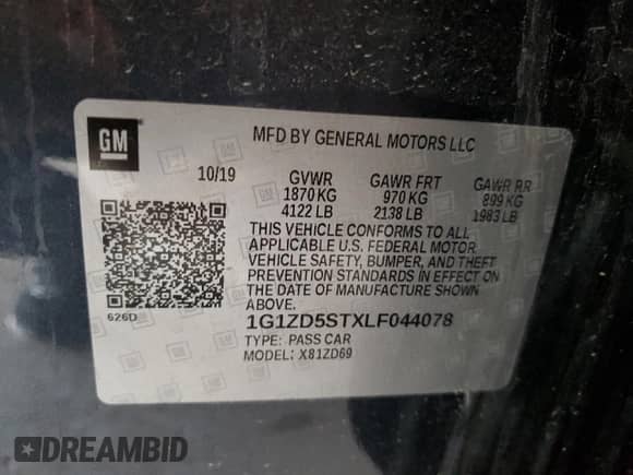 2020 Chevrolet Malibu LT с VIN 1G1ZD5STXLF044078, выставлен на аукционе Copart как лот 65420485 с пробегом 87 553 миль миль и Чистый • Clean title. История ставок и продаж доступна на DreamBid. Изображение 12.