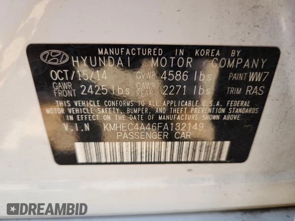 ✅ 2015 Hyundai Sonata Limited • VIN: KMHEC4A46FA132149 • Лот: 80641925. Опубликован ранее на Copart с пробегом 63 610 миль. Бесплатный доступ к архиву аукционных продаж из США и подробный отчёт об истории автомобиля на DreamBid. Изображение 13.