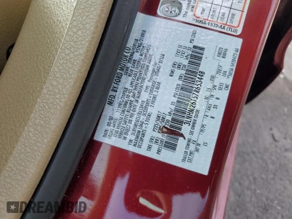 ✅ 2007 Lincoln MKZ • VIN: 3LNHM26T57R653448 • Lot: 83765395. Wystawiony na Copart z przebiegiem 73 435 mil. Bezpłatny archiwum sprzedaży aukcyjnych z USA i szczegółowy raport historii pojazdu na DreamBid. Zdjęcie 12.