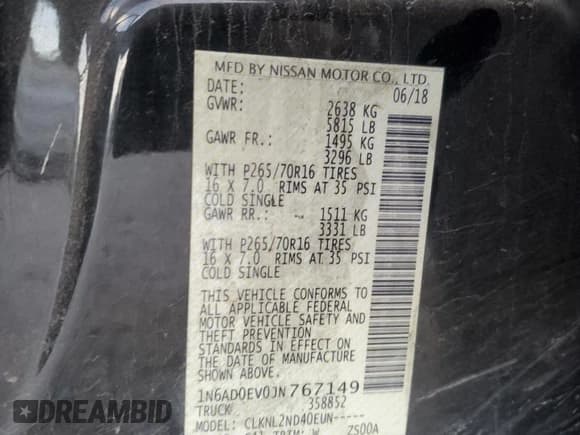 ✅ 2018 Nissan Frontier SV • VIN: 1N6AD0EV0JN767149 • Lot: 85954015. Listed on Copart with 76,047 mi. Free auction sales archive from the USA and detailed vehicle history report at DreamBid. Image 12.