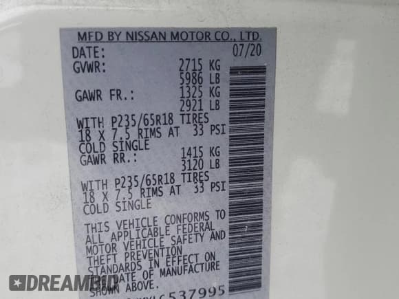 ✅ 2020 Infiniti QX60 Luxe • VIN: 5N1DL0MMXLC537995 • Lot: 41967375. Listed on Copart with 48,927 mi. Free auction sales archive from the USA and detailed vehicle history report at DreamBid. Image 15.