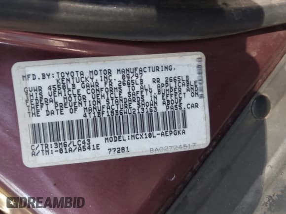 ✅ 1998 Toyota Avalon XL • VIN: 4T1BF18B6WU213163 • Lot: 43616901. Listed on IAAI with 289,049 mi. Free auction sales archive from the USA and detailed vehicle history report at DreamBid. Image 9.