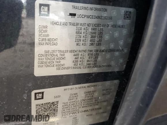 ✅ 2021 Chevrolet Silverado 1500 LT • VIN: 1GCPWCED4MZ193166 • Lot: 70473894. Wystawiony na Copart z przebiegiem 126 229 mil. Bezpłatny archiwum sprzedaży aukcyjnych z USA i szczegółowy raport historii pojazdu na DreamBid. Zdjęcie 12.