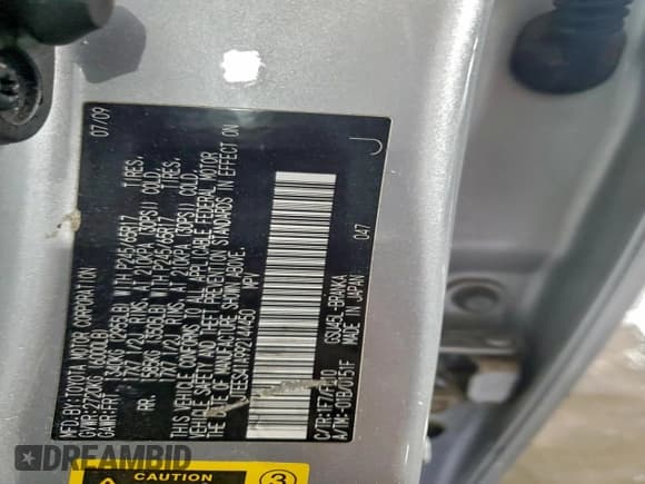 ✅ 2009 Toyota Highlander • VIN: JTEES41A992144450 • Lot: 95426835. Listed on Copart with 191,500 mi. Free auction sales archive from the USA and detailed vehicle history report at DreamBid. Image 14.