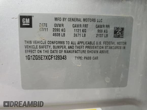 ✅ 2012 Chevrolet Malibu LTZ • VIN: 1G1ZG5E7XCF128343 • Lot: 74536074. Listed on Copart with 132,162 mi. Free auction sales archive from the USA and detailed vehicle history report at DreamBid. Image 12.